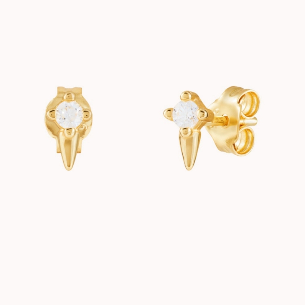 New Mini Spike Studs CZ & Gold Spike Stud Earrings